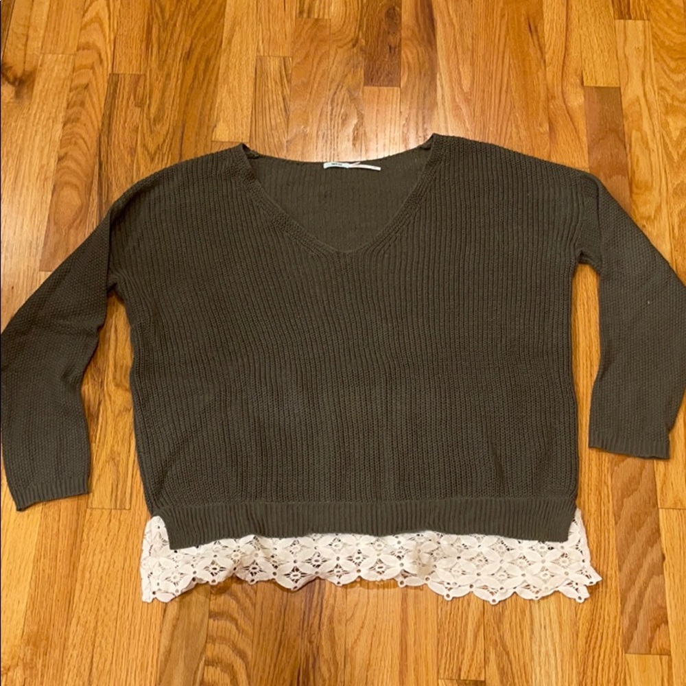 Sweater with lace trim